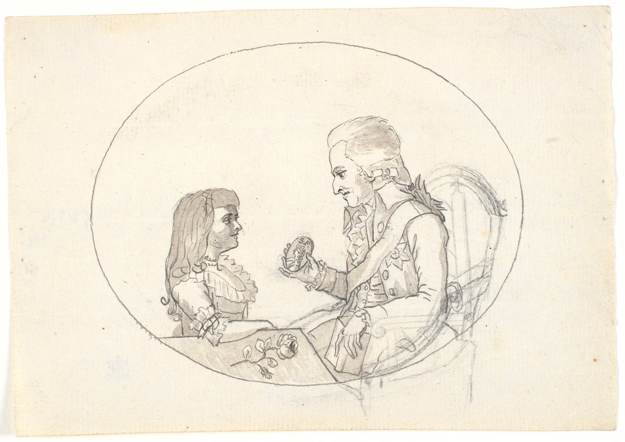 Crown Prince Frederik with the Crown Prince (Christian VIII) Showing a Portrait of the Deceased Crown Princess Sofie Frederikke by Gerhard Ludvig Lahde