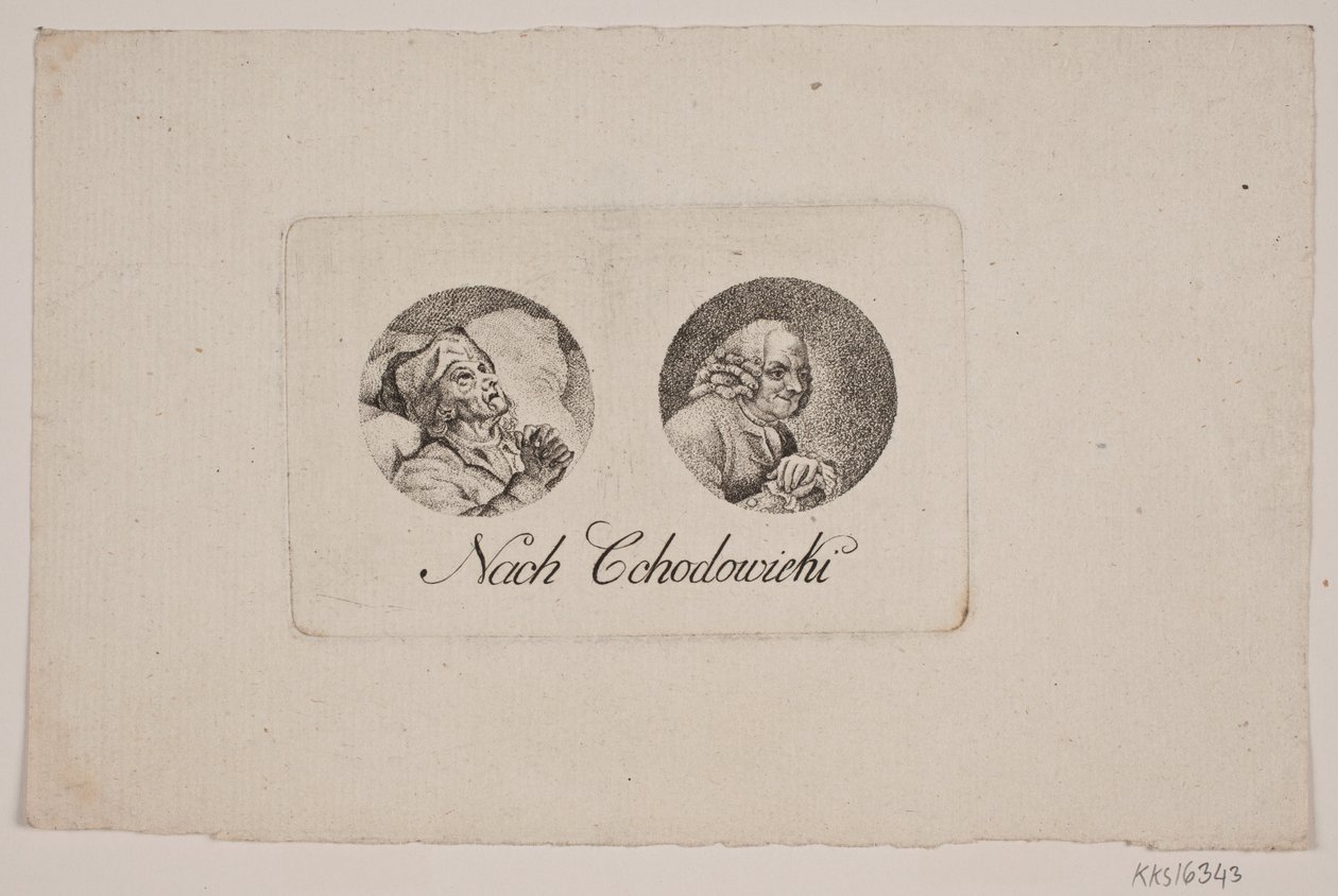 Sheet with Two Tondo Portraits by Gerhard Ludvig Lahde