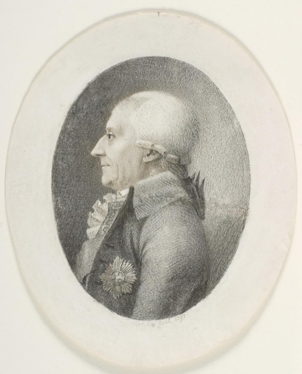 Portrait of A.P. Bernstorff, Count, Prime Minister (1735-1797). Bust. Profile to the Left by Gerhard Ludvig Lahde