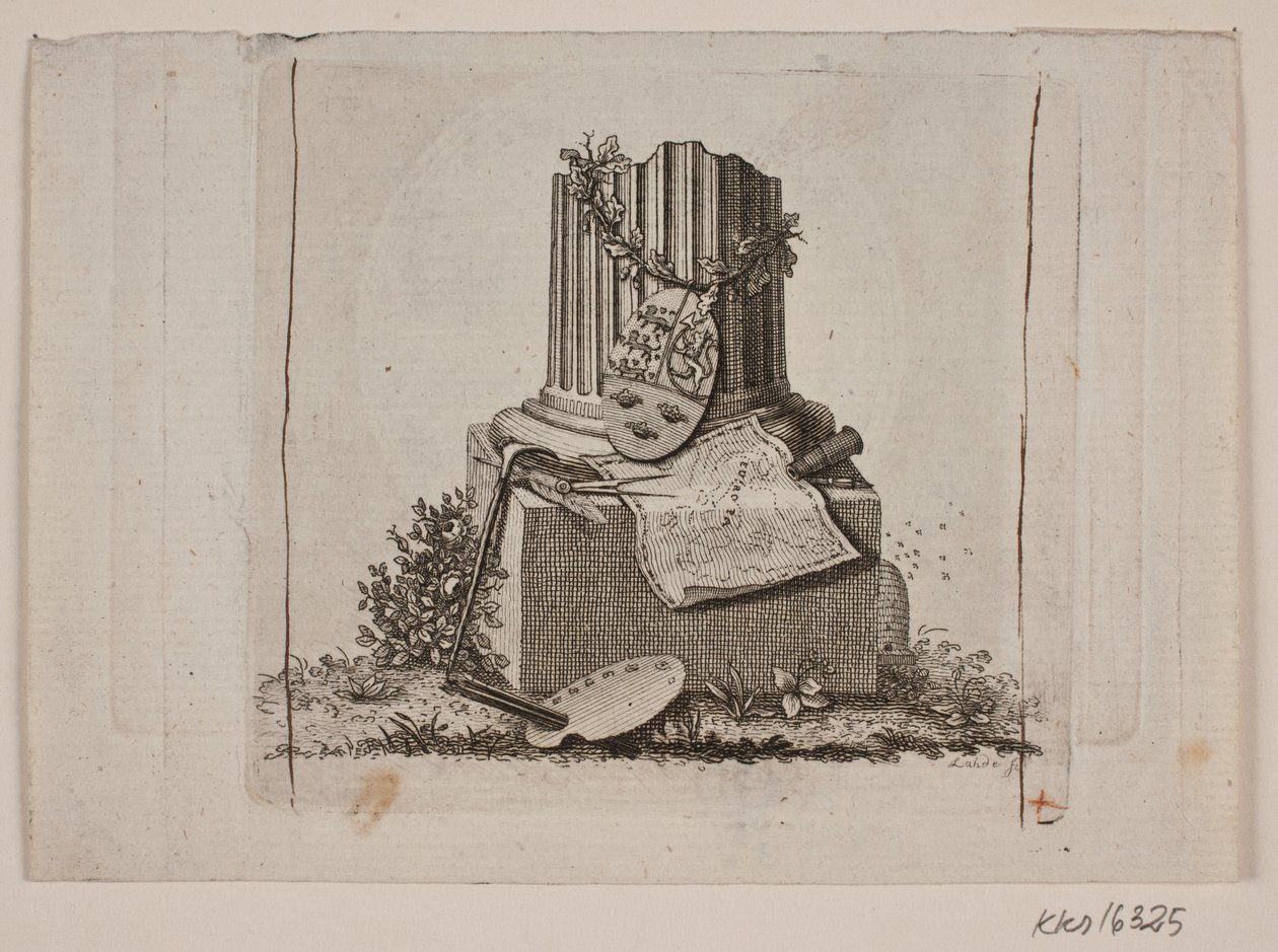 Vignette with Broken Column and the Three Nordic Kingdoms