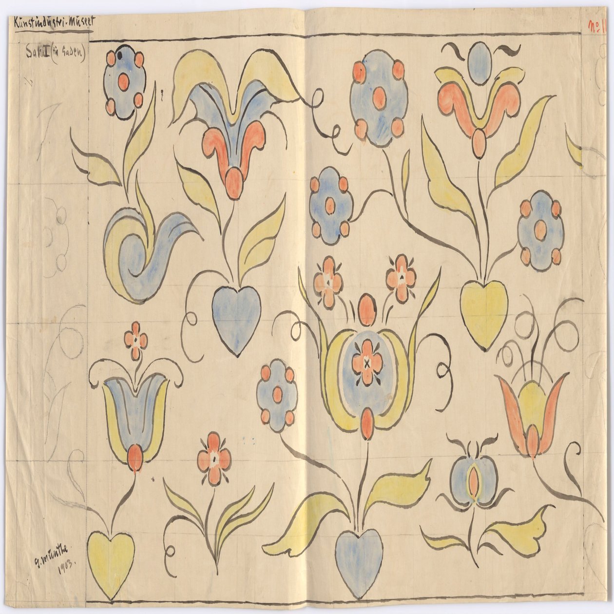 Oslo Museum of Decorative Arts: Hall I (to the Street). Sheet No. 11 by Gerhard Munthe