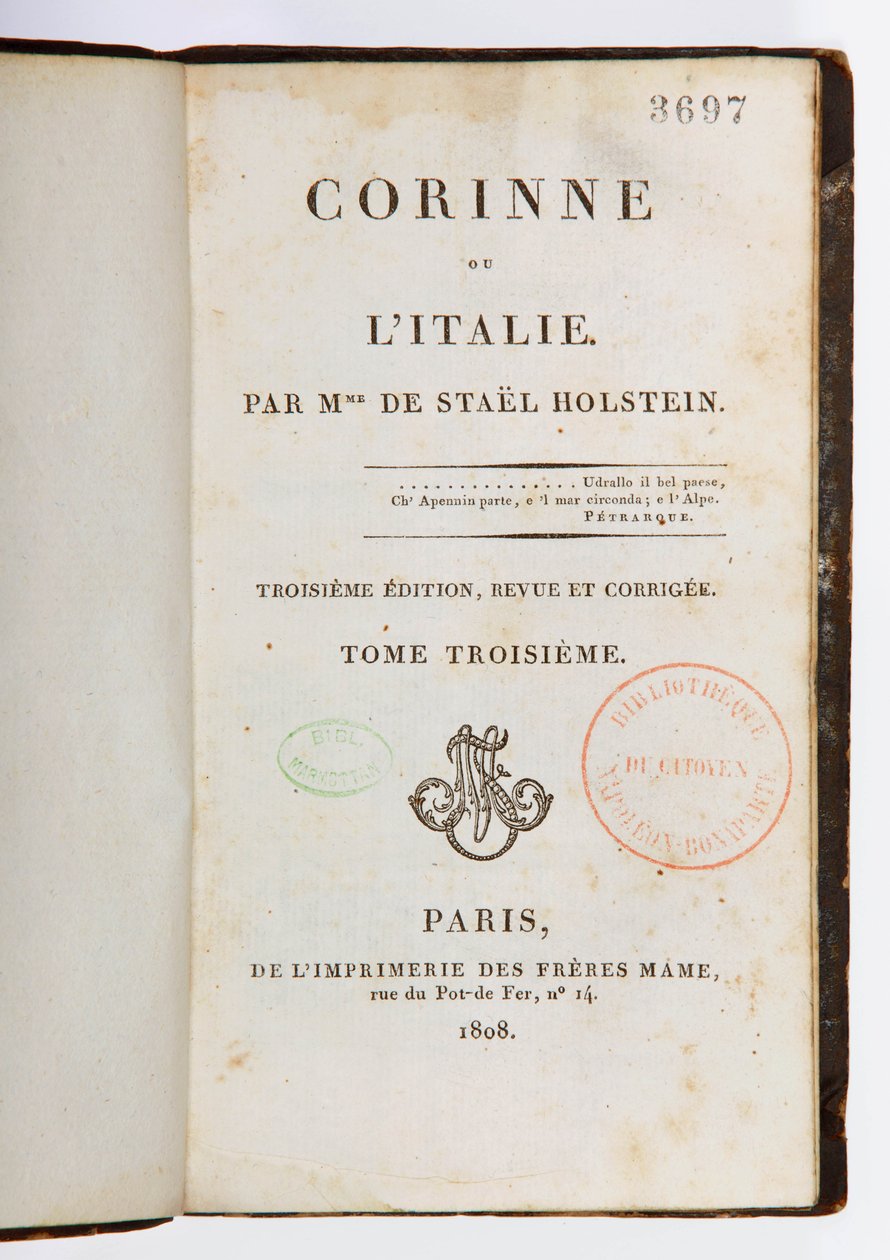 Title page of Corinne ou l