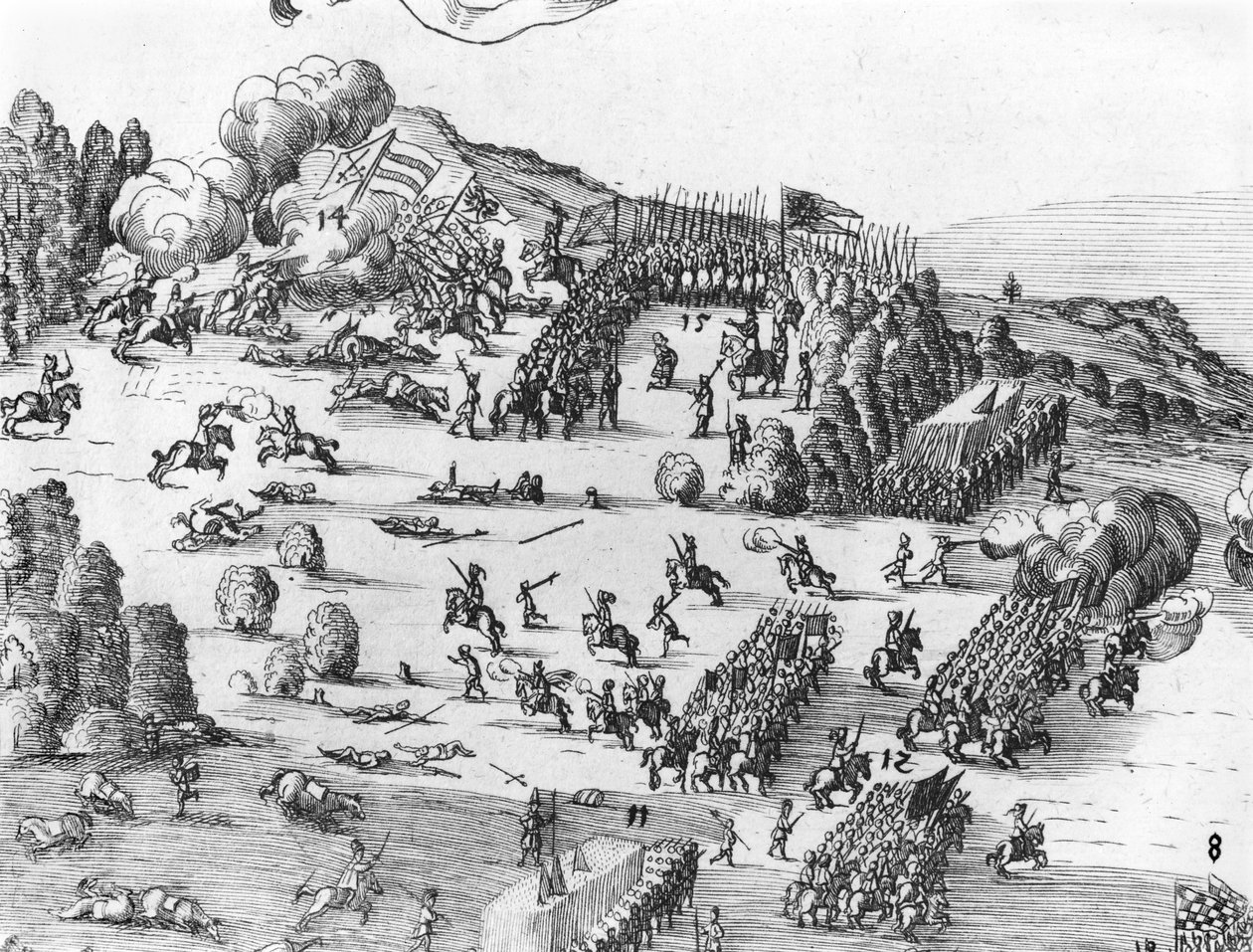General view of the battle of Muhlberg (detail) by German School