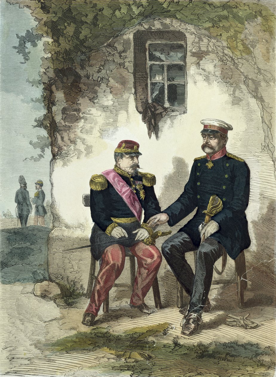 Meeting Between Otto von Bismarck (1815-98) and Napoleon III (1808-73) at Donchery, 2nd September 1870 by German School