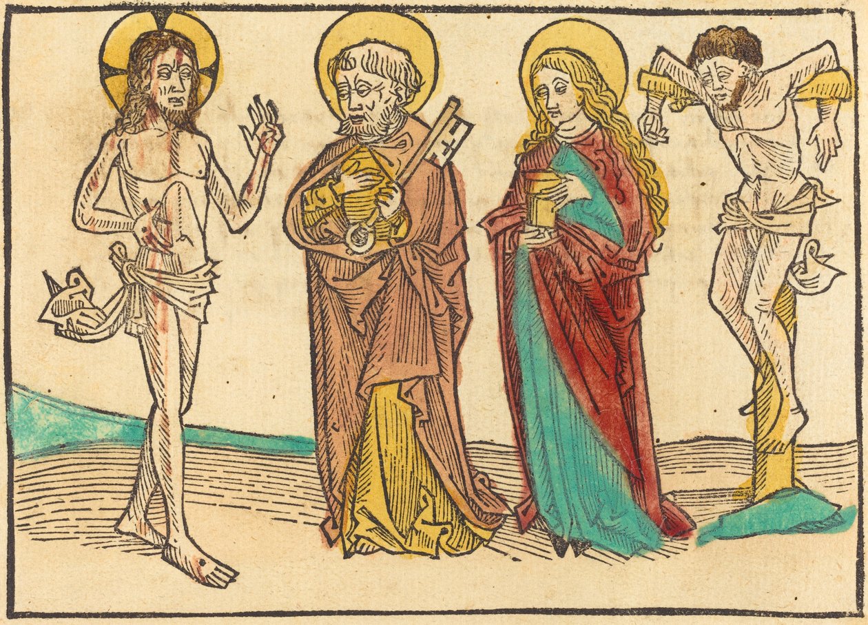 Christ Showing His Wounds to Peter, the Magdalene and the Good Thief by German 15th Century