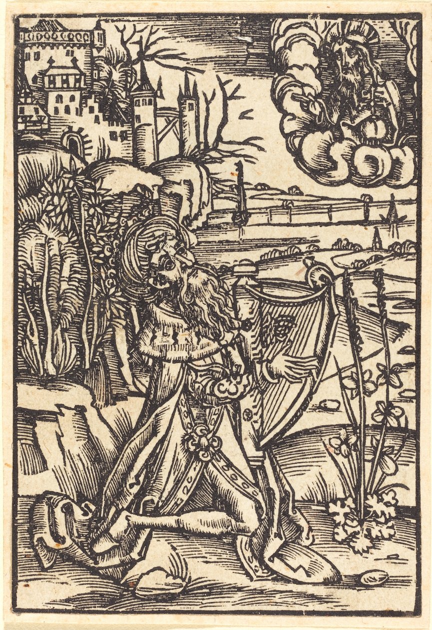 David Playing the Harp by German 15th Century