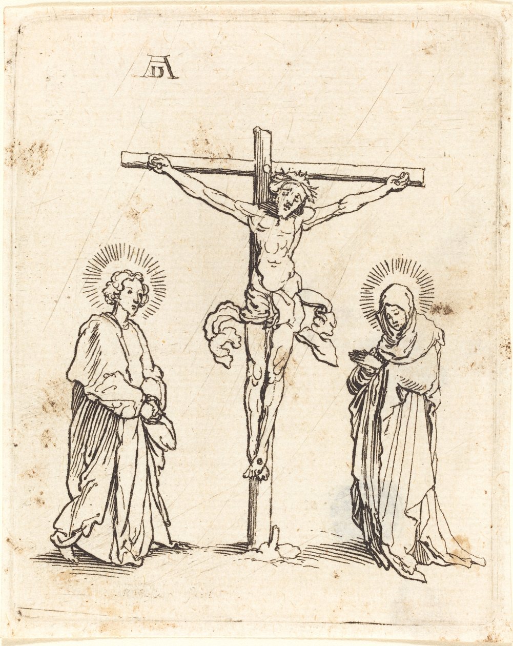 The Crucifixion with the Virgin and Saint John by German 16th Century after Albrecht Dürer