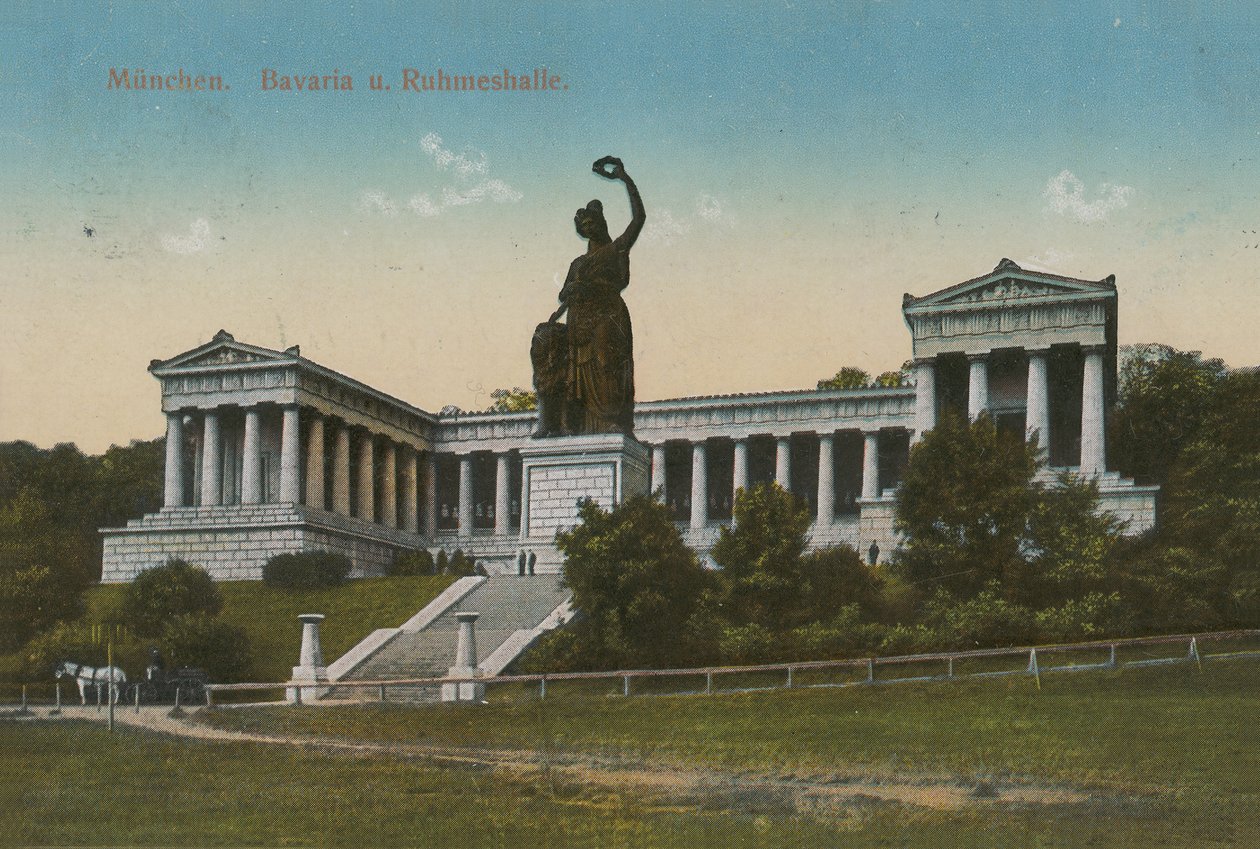 Bavaria statue and Ruhmeshalle, Munich by German Photographer
