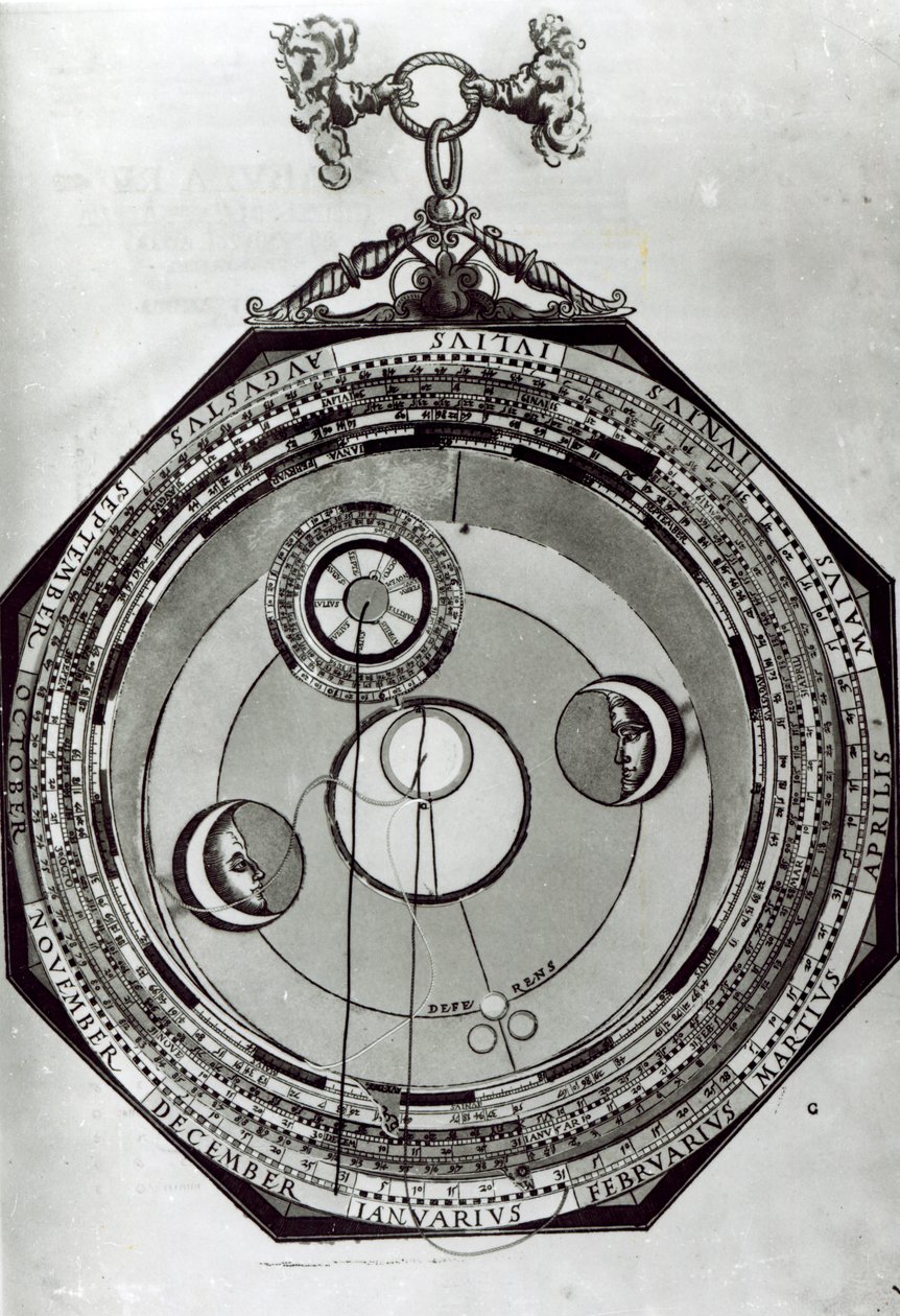 A Volvelle, possibly showing the cycles of the Moon, after an illustration from Astronomicon Caesareum by Petrus Apianus, 1540 by German School