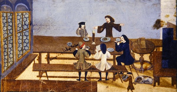 A tavern interior scene with figures drinking, c.1690 by German School