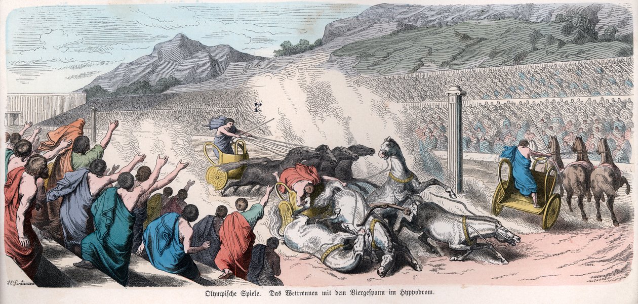 Ancient History. Greece. Athletic Competitions, Chariot Race by German School