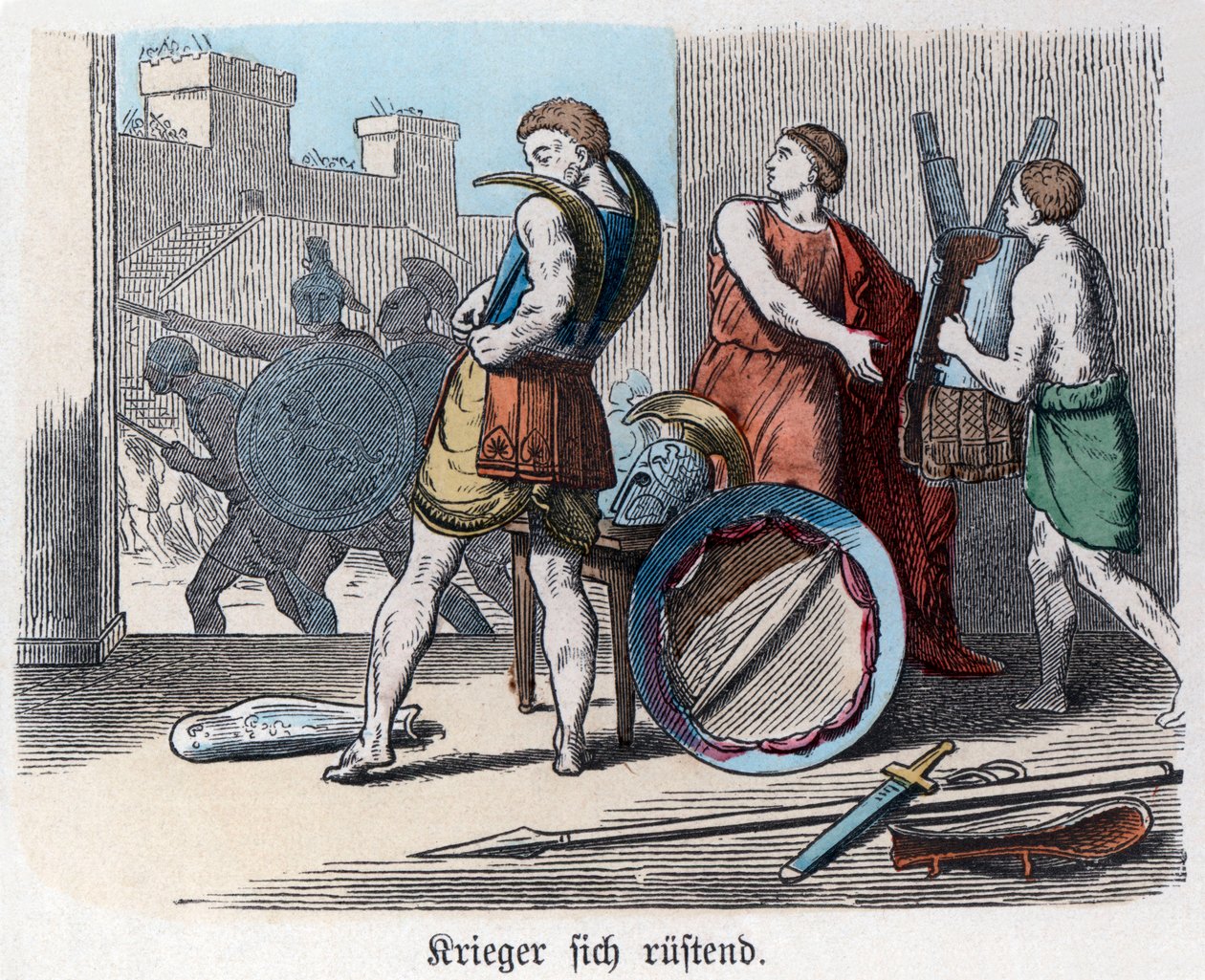 Ancient History. Greece. Greek Warriors Arming Themselves for War by German School