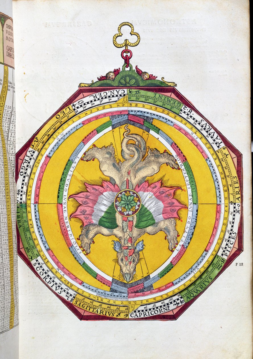 Volvelleor with the Zodiac, Illustration from Astronomicum Caesareum by Peter Apian, Published in Ingolstadt, 1540 by German School