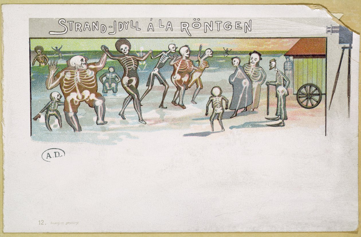 Beach idyll in Rontgen style, cartoon about X-rays, c.1896-99 by German School