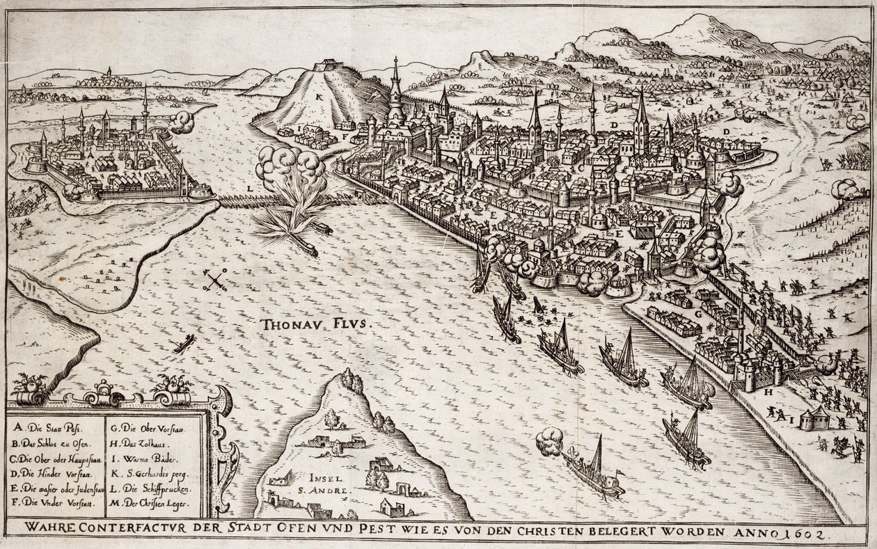 Buda and Pest Besieged by the Christians in 1602, Illustration from a Book on the Ottoman Campaigns in Europe, Engraved by Paul Furst by German School