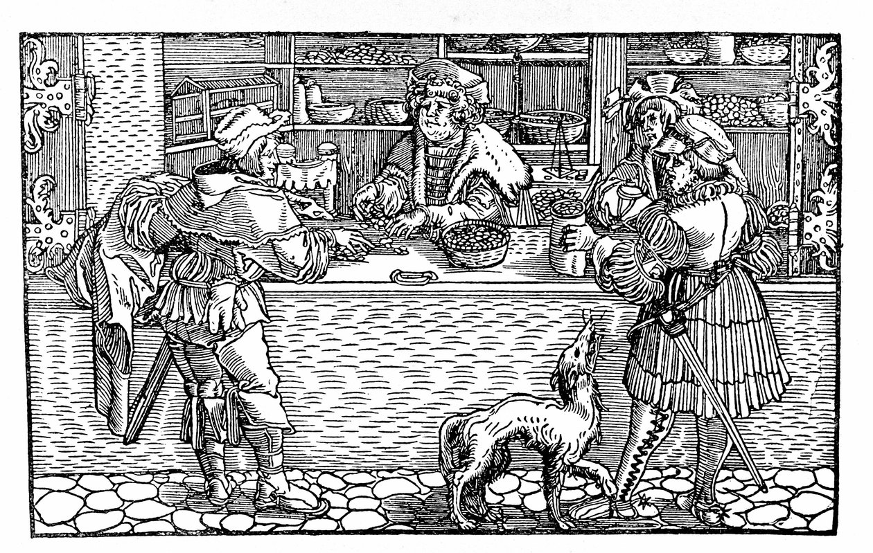 Bureau de change et barter (German Xylography of the 16th century) by German School