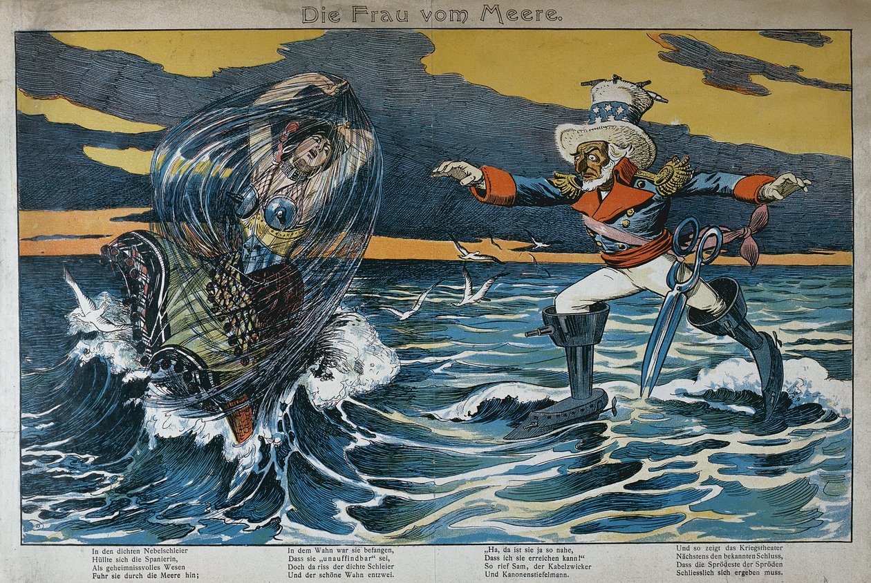 Caricature on the Spanish-American War, 1898 by German School