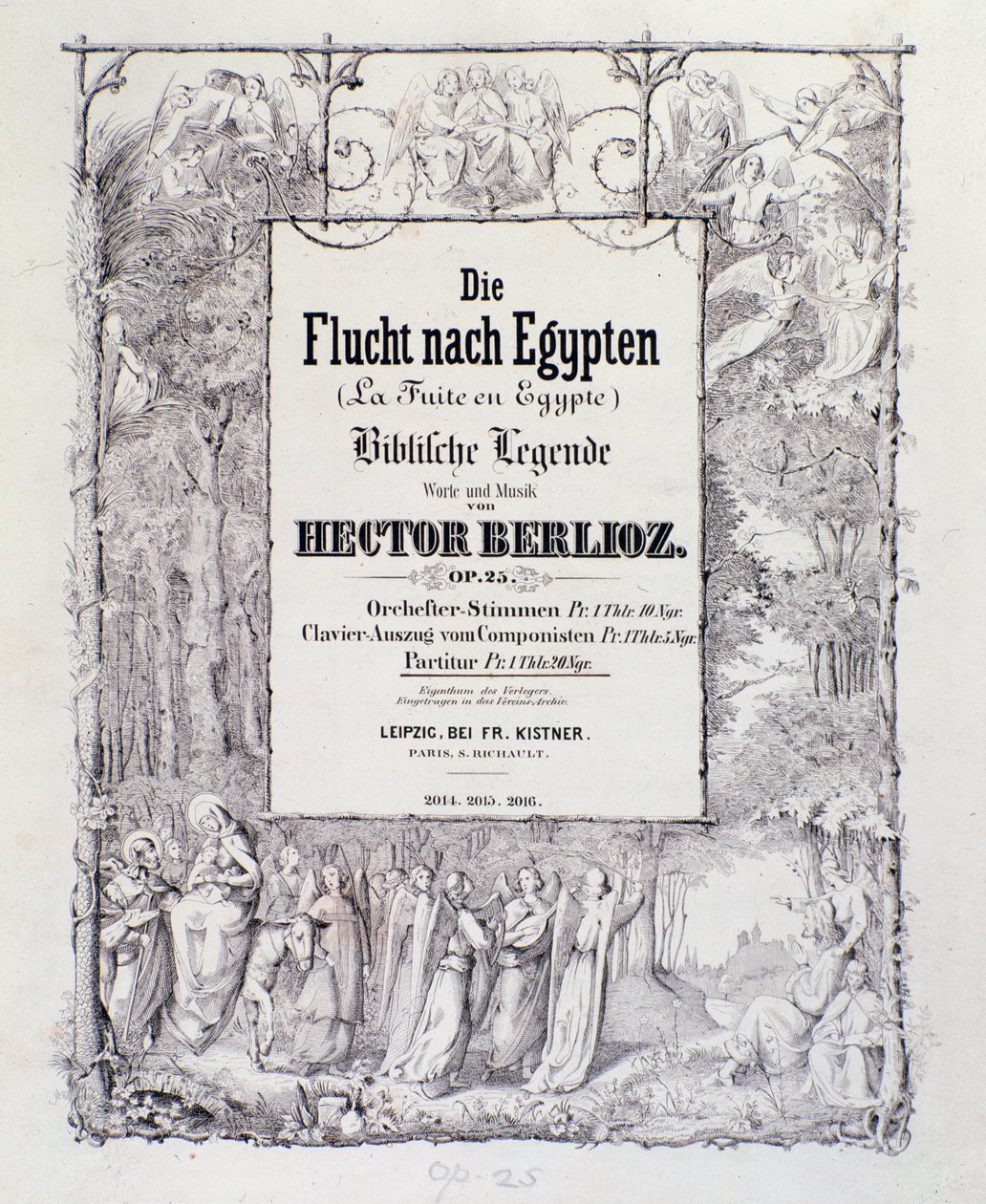 Frontispiece of Musical Score of German Edition of The Flight into Egypt, Opus 25 Overture by French Romantic Composer Hector Berlioz by German School
