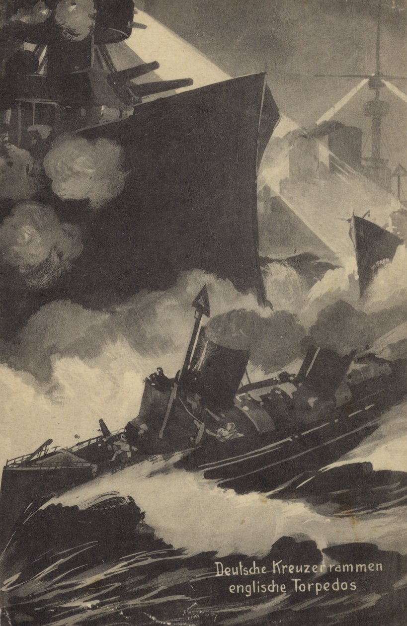 German Cruiser Ramming a British Torpedo Boat, World War I by German School