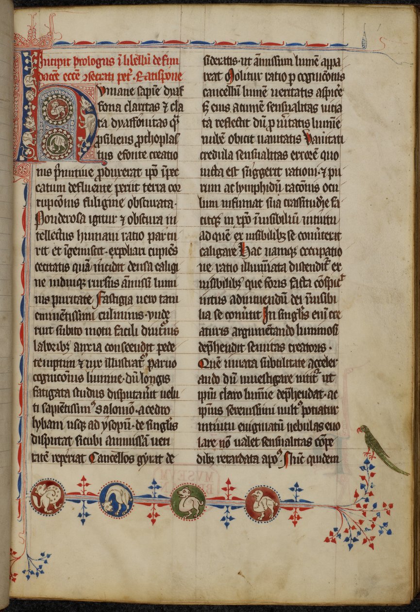 Harley 3973 f.1, Inhabited initial 