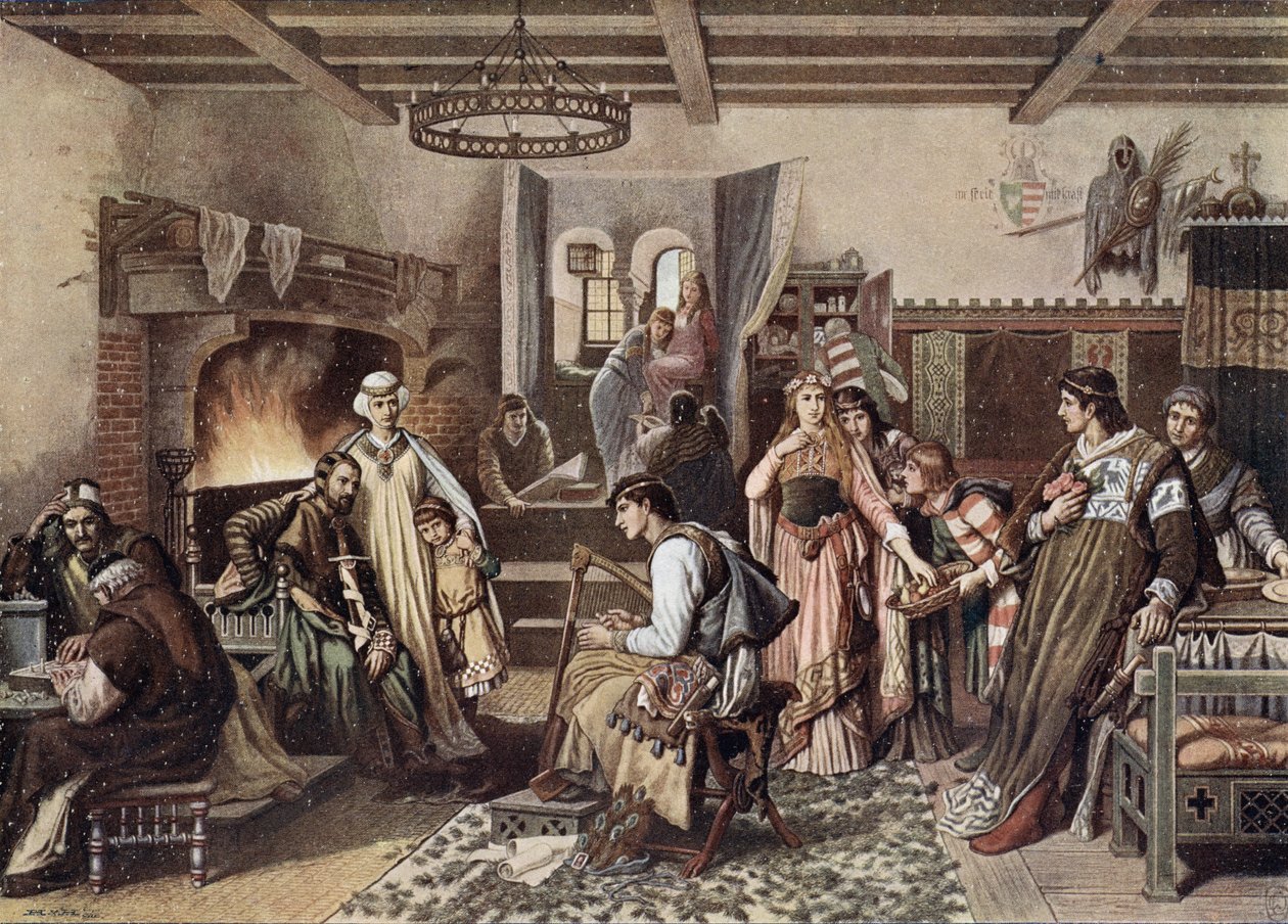 In the Great Hall of a Castle in Germany by German School