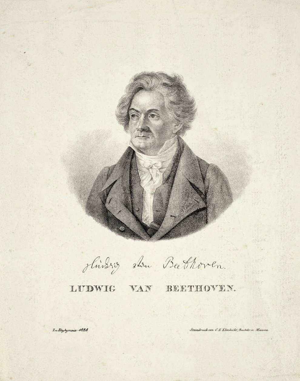 Ludwig van Beethoven (1770-1827) Engraved by C.F. Klinkicht by German School