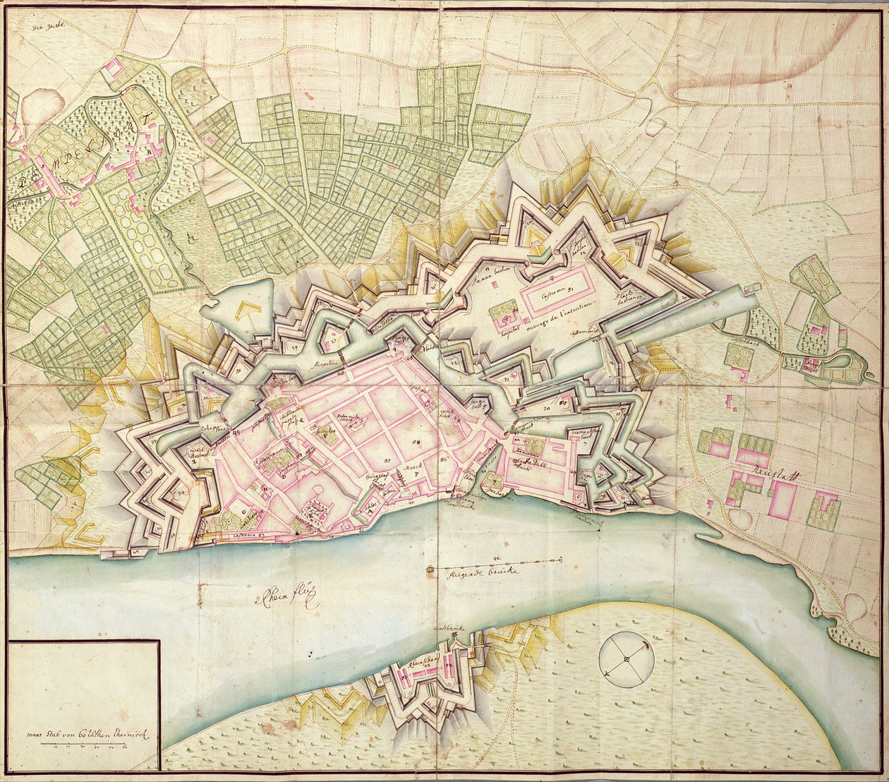 Map of Düsseldorf, 1736 by German School