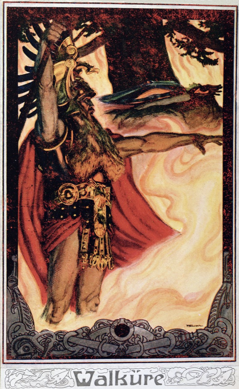 Postcard depicting Odin Calling Up the Fire, 1914 by German School