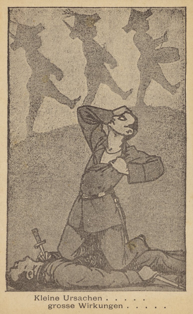 Small Causes... Big Effects. German Anti-War Illustration, Issued by WILPF, Late 1920s by German School