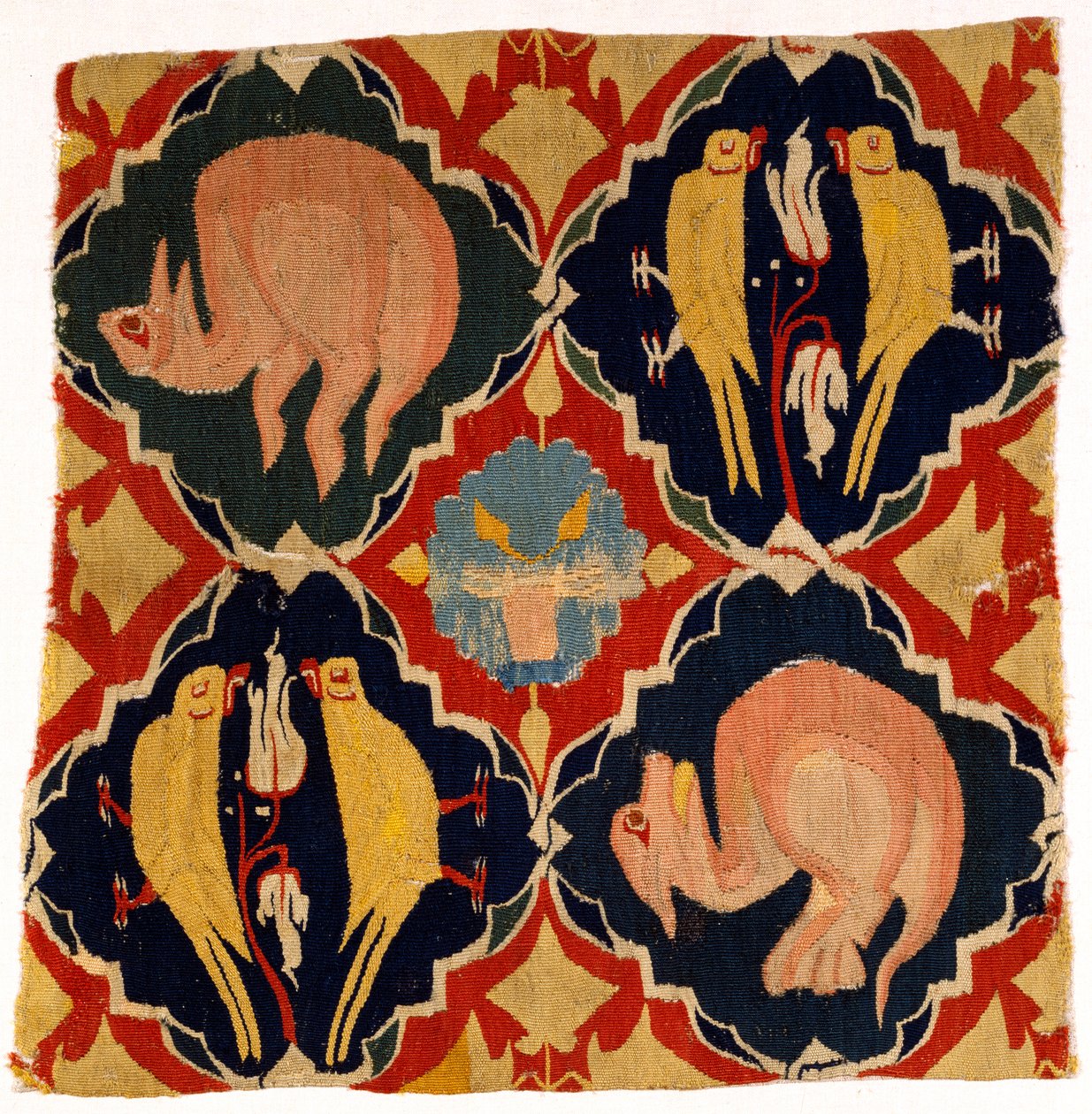 Tapestry Fragment Depicting Birds and Beasts, from Franconia or Upper Rhine by German School