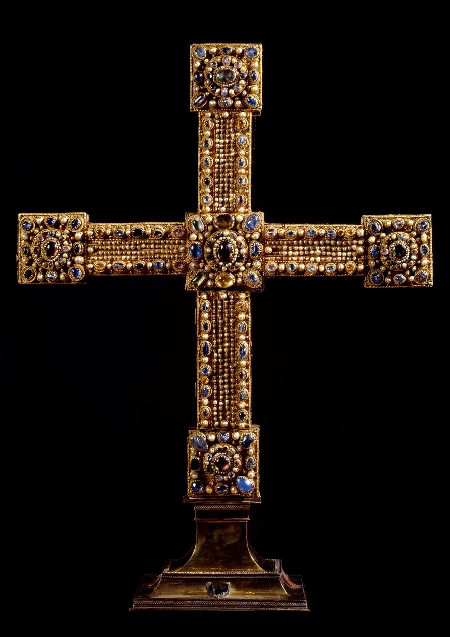 The Cross of the Empire (Reichskreuz) Made of Gold, Stones and Pearls by German Manufacture. Early 11th Century. Dim. 71x77 cm. Vienna, Kunsthistorisches Museum - The Cross of the Holy Roman Empire (Reichskreuz) Coated with Gold Leaf and Decorated with Gem by German School