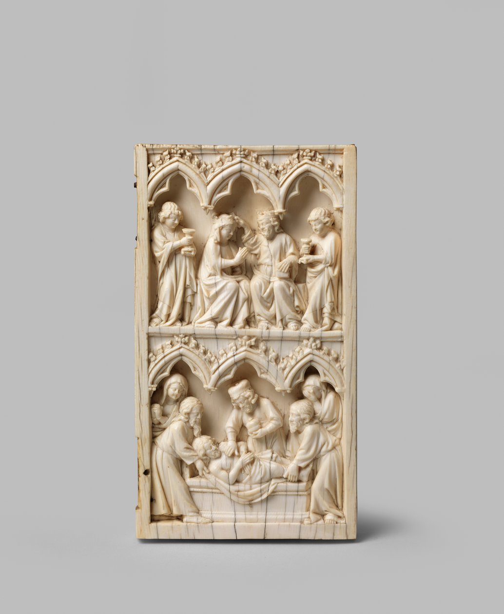 The Entombment of Christ and the Coronation of the Virgin, right wing of a diptych by German School
