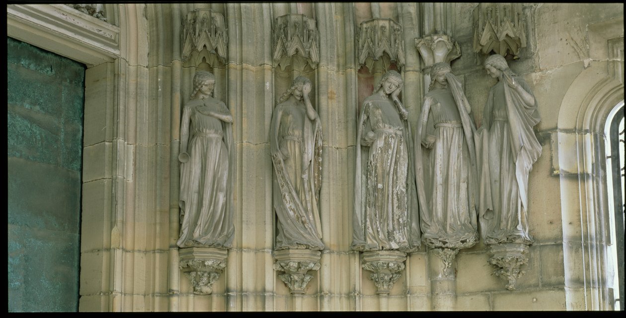 The Five Foolish Virgins, jamb figures from the Paradise Portal, figures carved c.1250, porch built c.1350 by German School