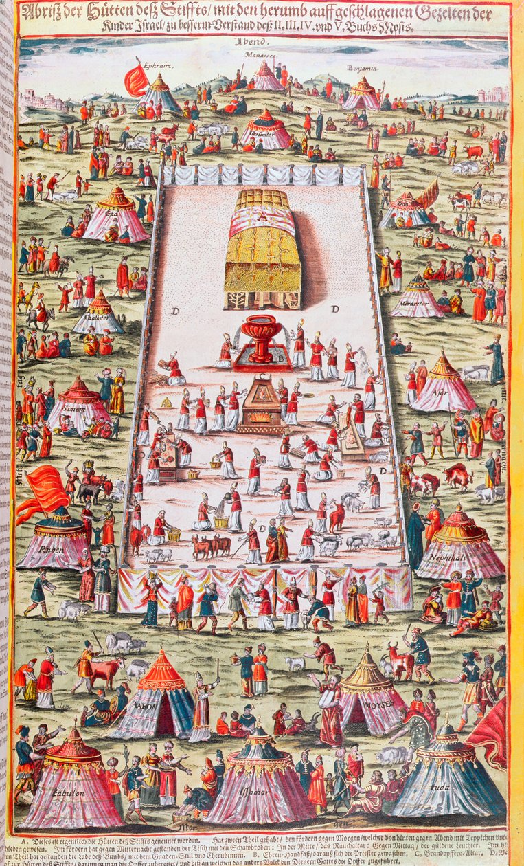 The Tribes of Israel Reunited around the Ark of the Covenant in the Sinai Desert, after the Exodus from Egypt, c.1630 by German School