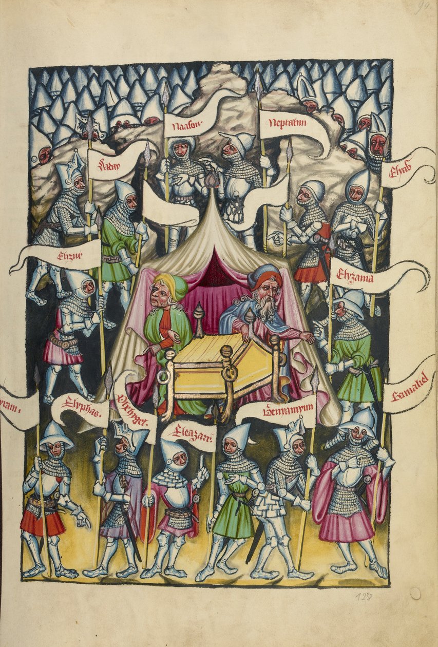 The Twelve Tribes of Israel from Weltchronik Ms 33 fol.94, c.1400-10 by German School