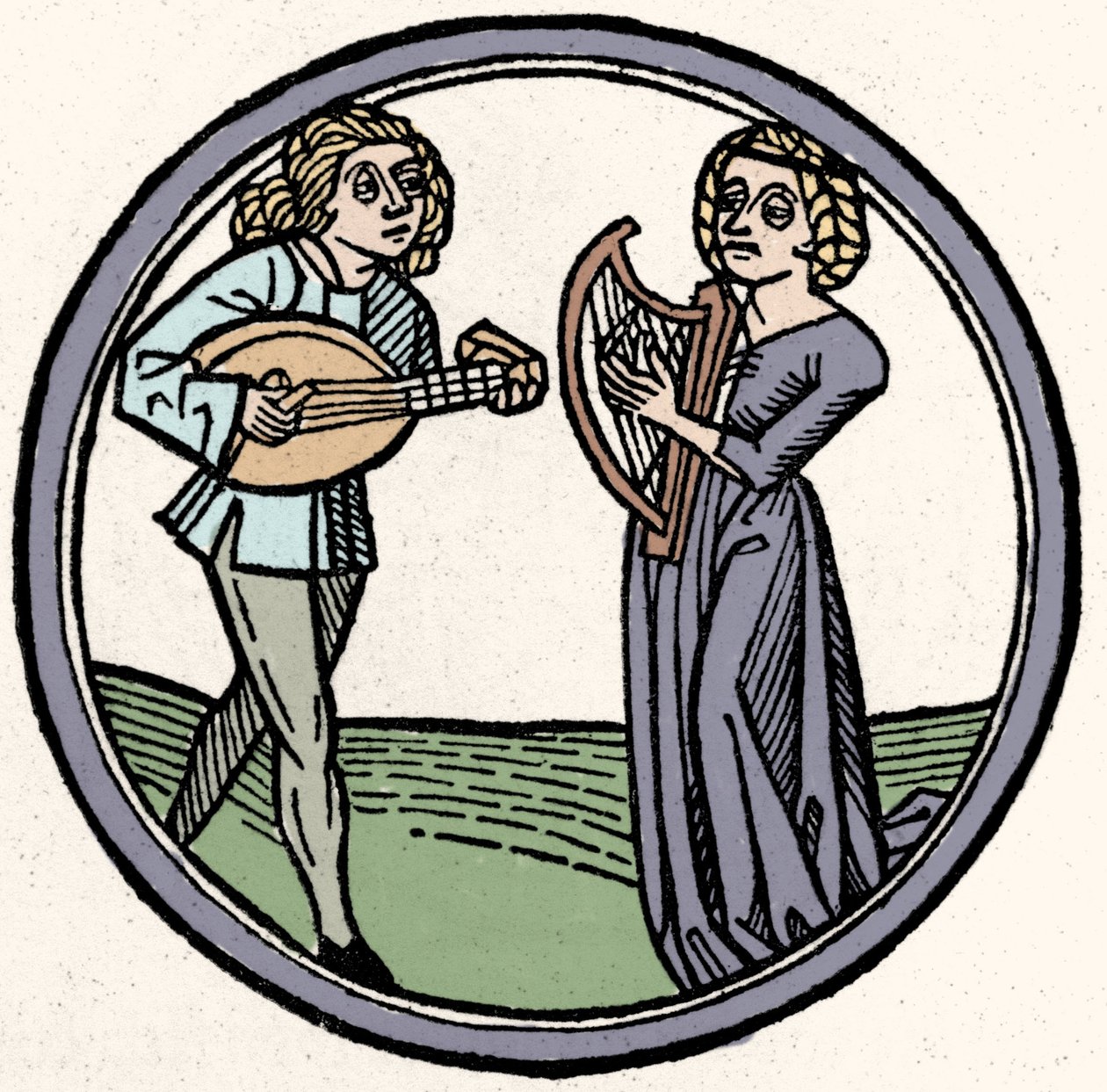 The Four Temperaments: Phlegmatic. Xylography, Augsburg 1480 by German School