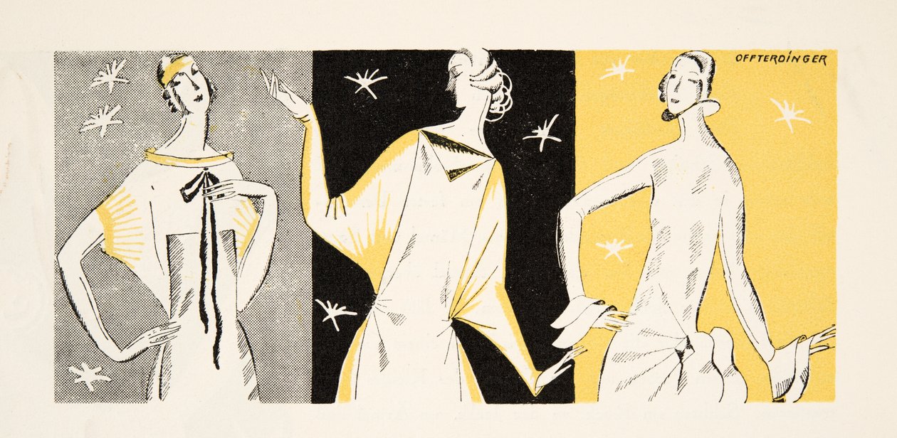 Three Women in Dresses, from Styl, pub. 1922 by German School