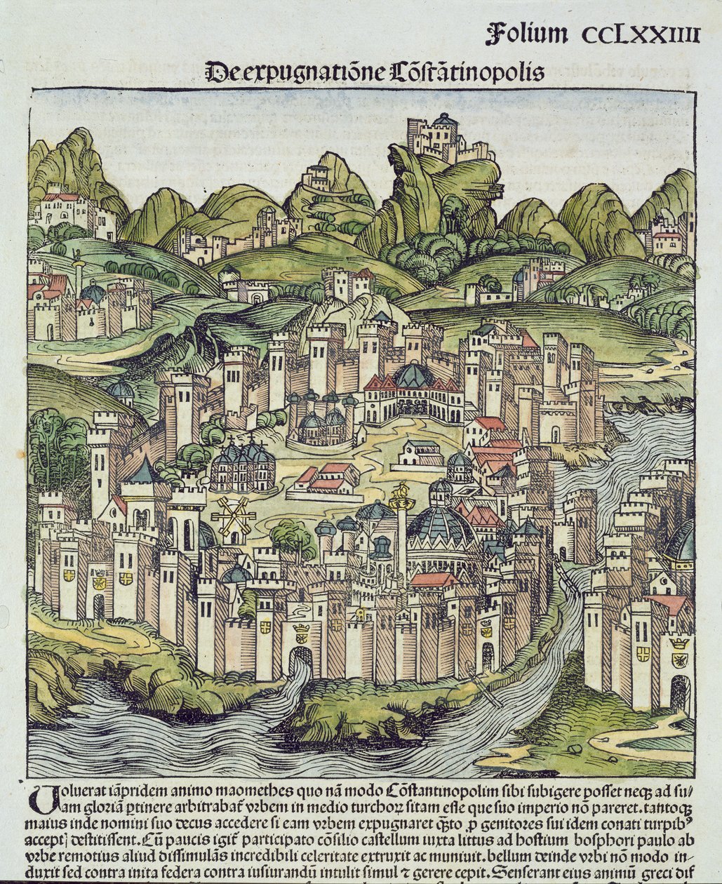 View of the walled city of Constantinople, from the Nuremberg Chronicle by Hartmann Schedel, 1493 by German School