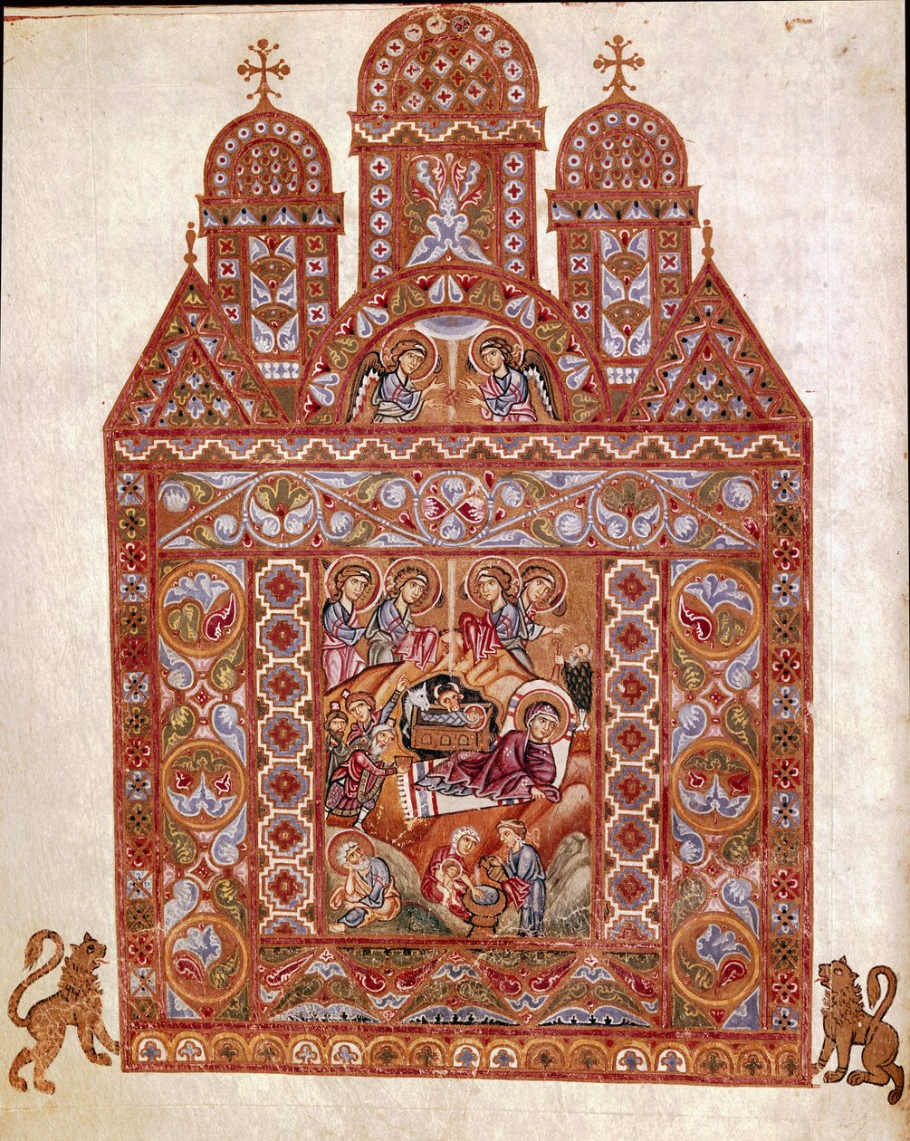 Nativity. Miniature of the Codex of Egbert by the school of Reichenau. 980 approx. Cividale del Friuli, Museo Archeologico or Cathedral of Cividale by German School