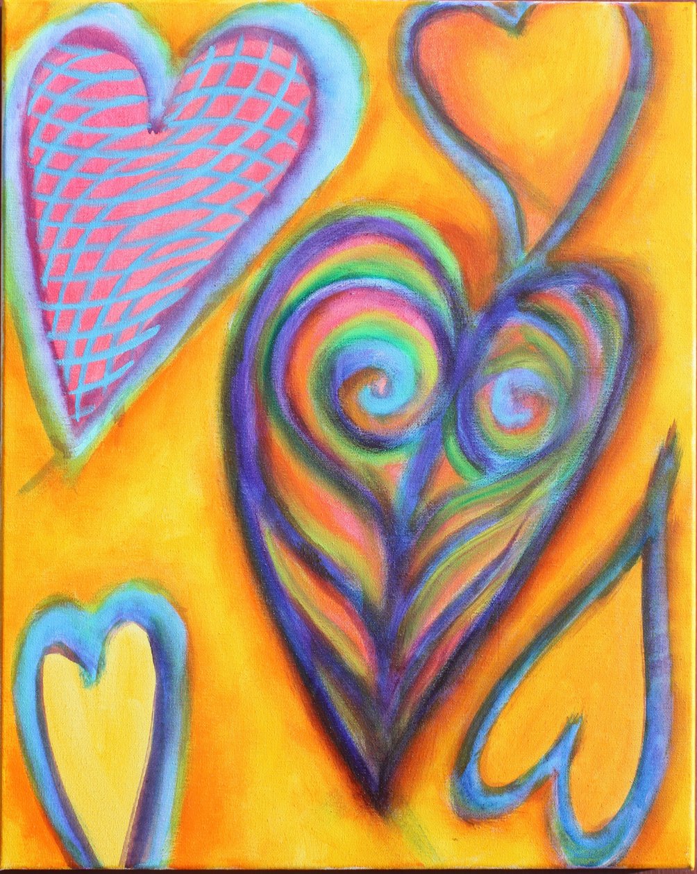 Hearts on Yellow, 2023 by Gerrit Greve