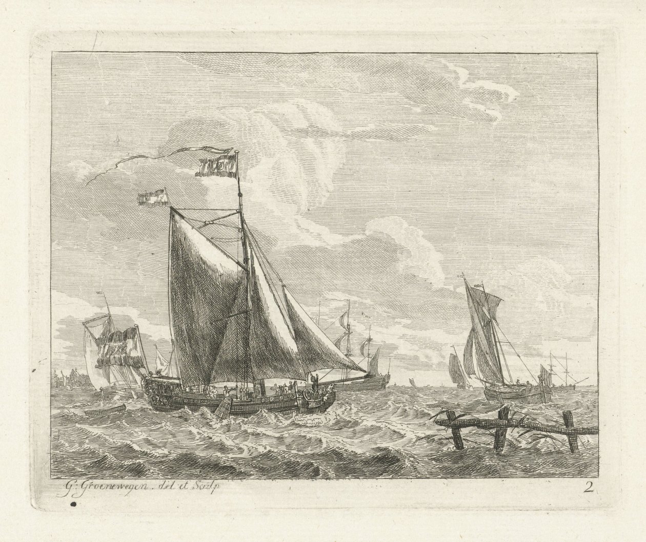 Eight Sailing Ships on Rough Water (Seascapes with Ships series) by Gerrit Groenewegen
