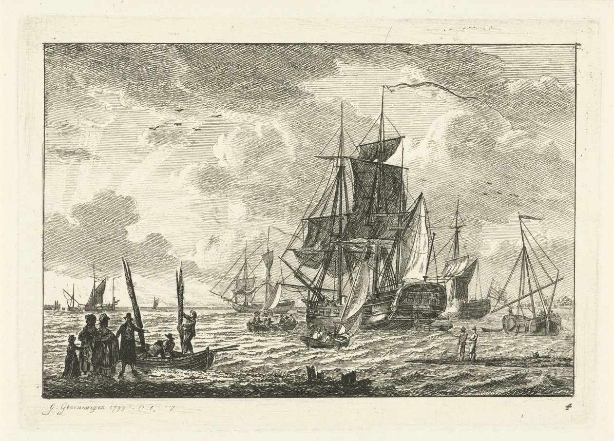 Seascape with Various Ships Various Ships on the Water (series title) by Gerrit Groenewegen