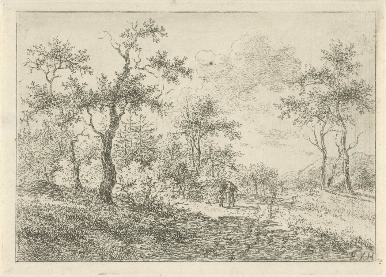 Wooded Landscape with a Woman and a Boy by Gerrit Jan Michaëlis