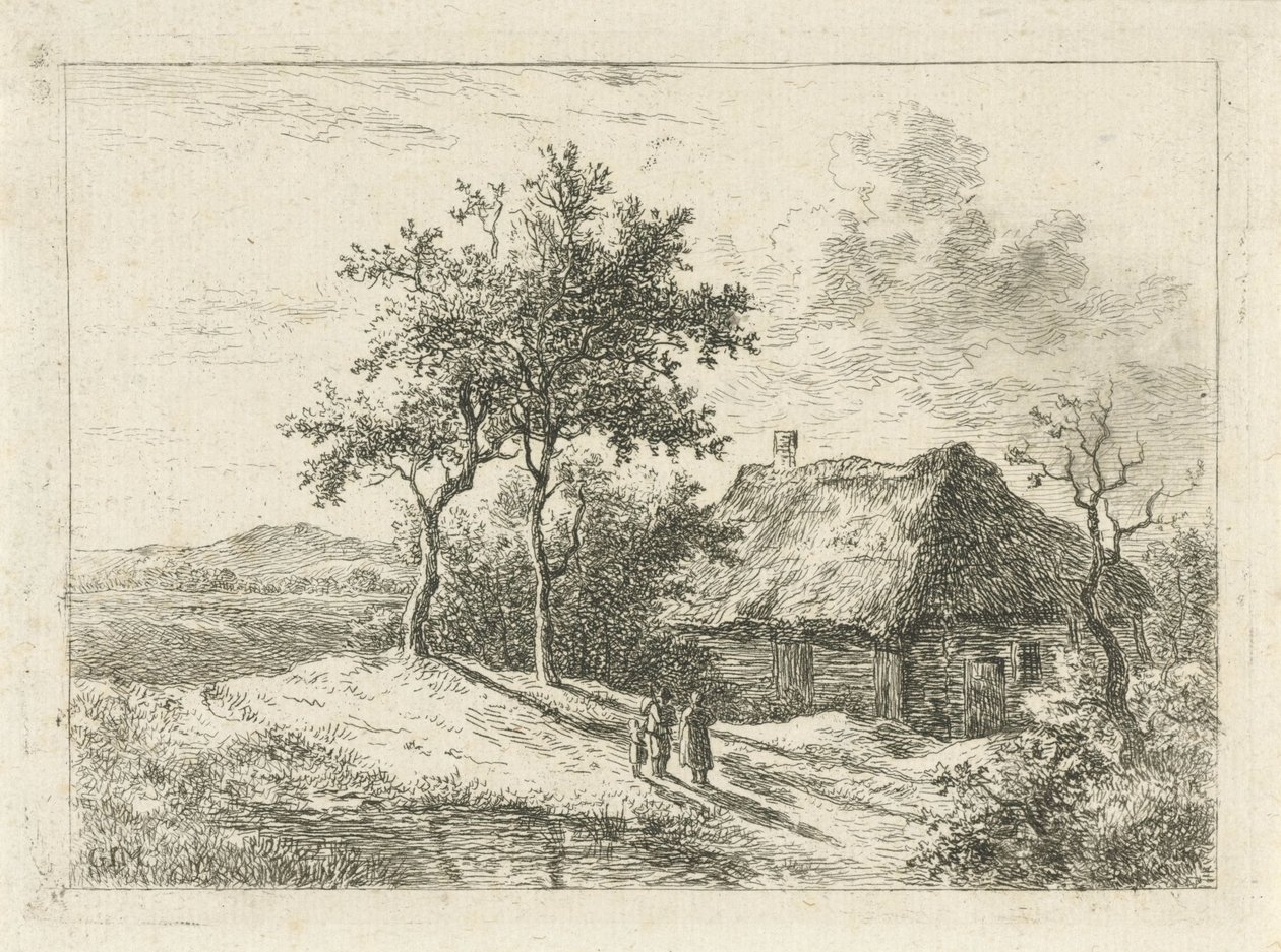 Three Figures by a Farm by Gerrit Jan Michaëlis