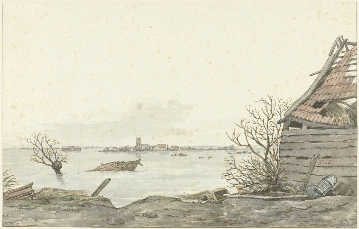 View of the Flooded Ransdorp, February 1825 by Gerrit Lamberts