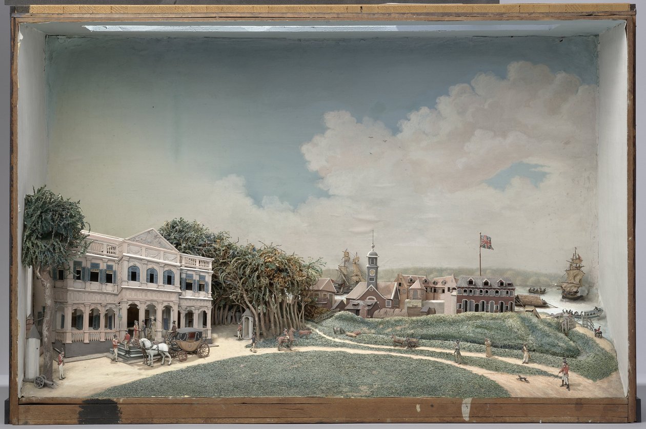 Diorama of Government Square in Paramaribo by Gerrit Schouten