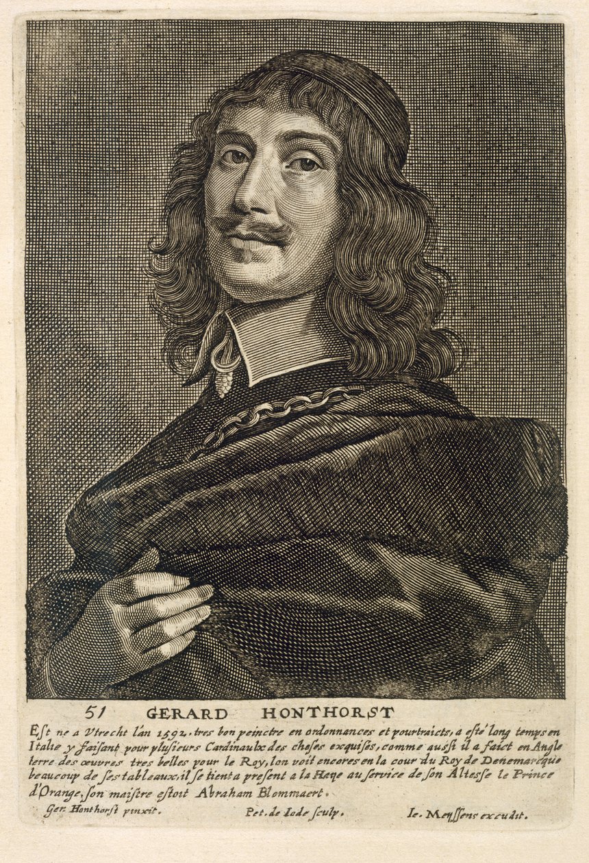 Self Portrait, engraved by Johannes Meyssens by Gerrit van Honthorst