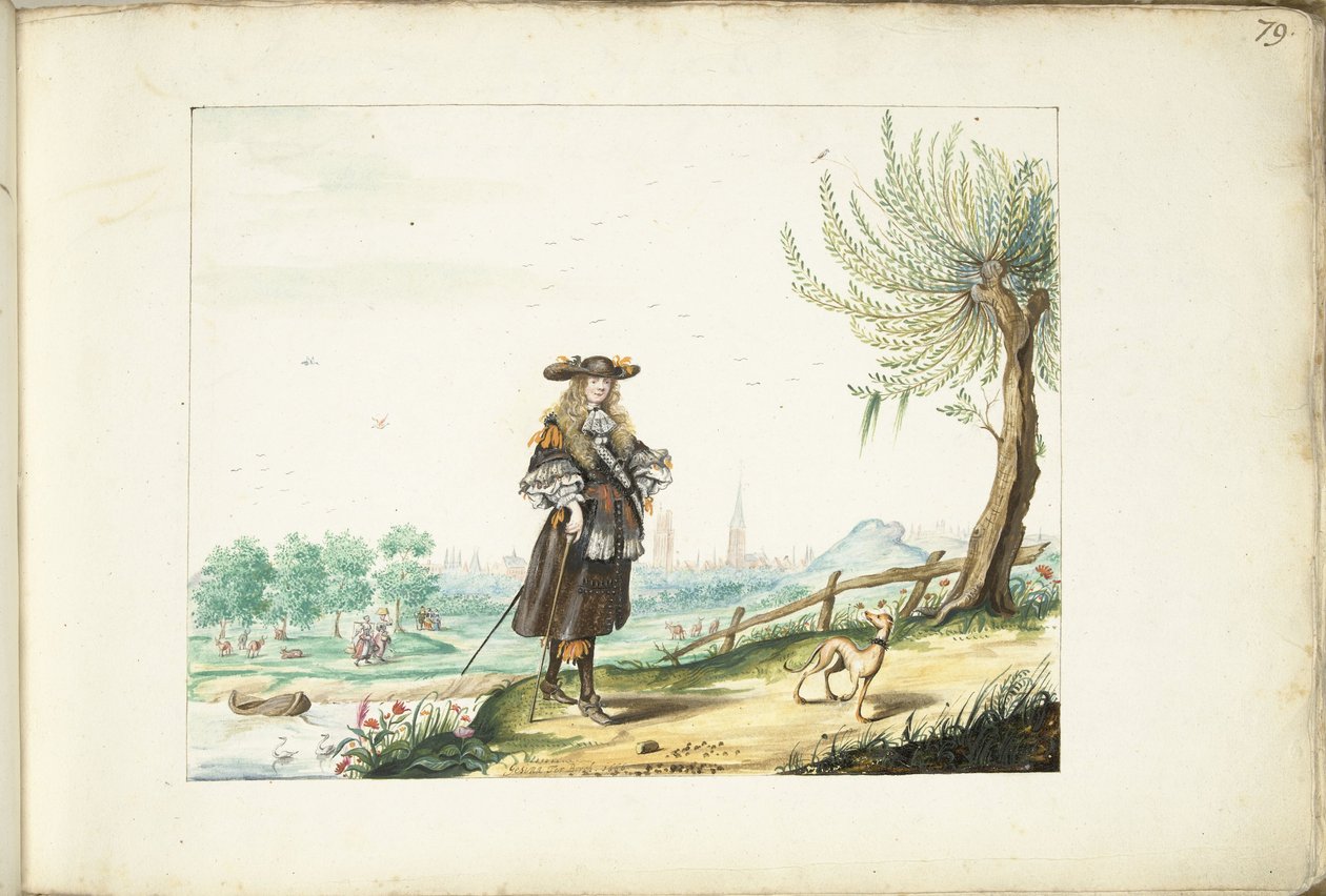 Moses ter Borch in the Countryside Outside Zwolle by Gesina ter Borch (signed by artist)