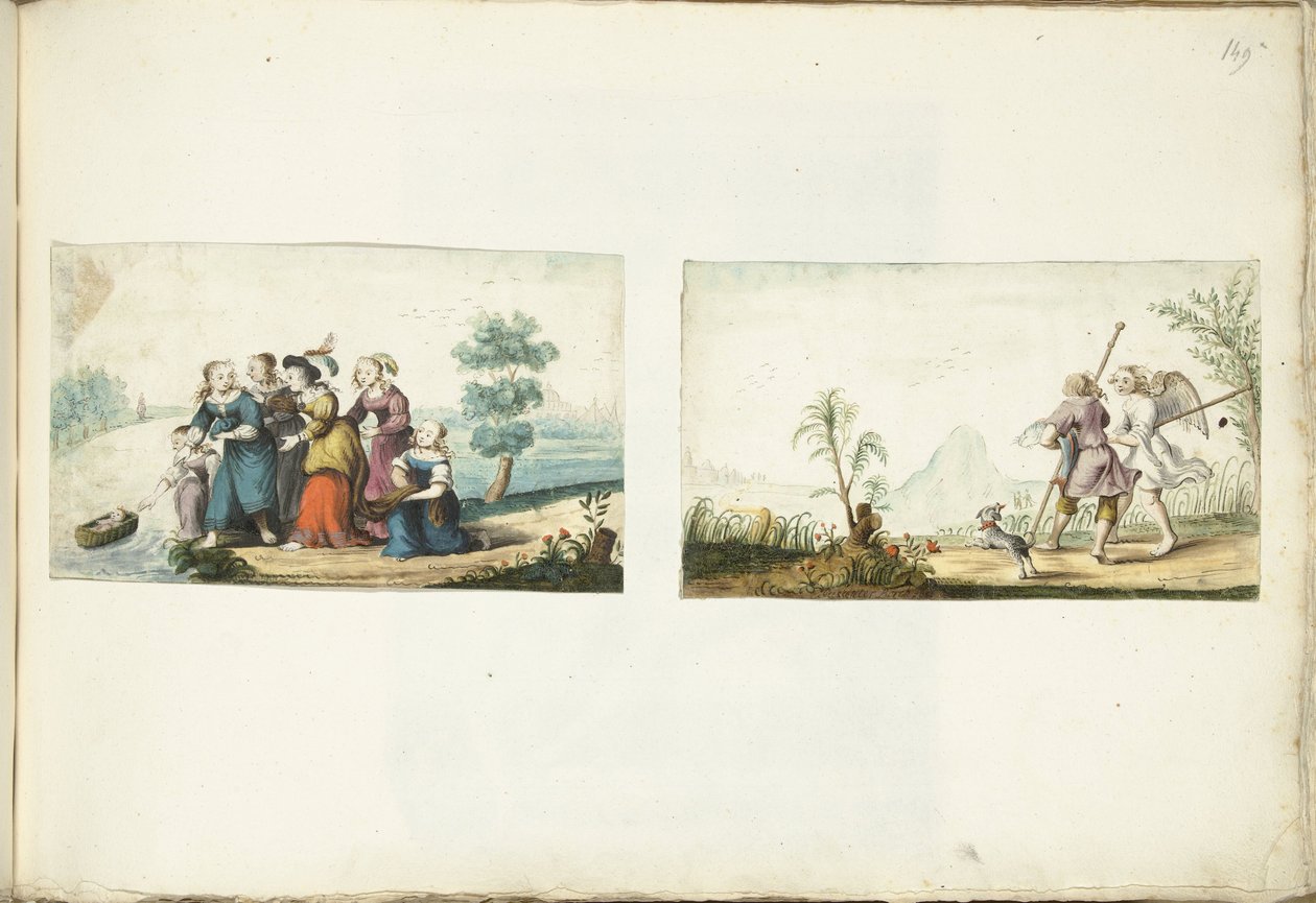 Moses and Tobias and the Angel by Gesina ter Borch (signed by artist)
