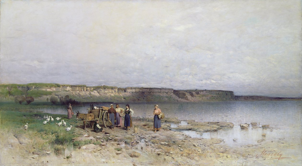 Lake Balaton with the Shore of Akarattya, 1885 by Geza Meszoly